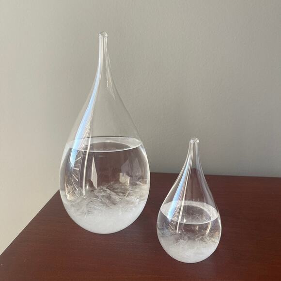 Storm Glass Weather Station Weather Predictor Barometer Wood Base - Set Two (2) - Picture 6 of 10